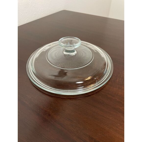 Vintage PYREX Clear Glass Lid With Ribbed Design G5C-A For 7 3/4" Round Dish - Picture 2 of 5